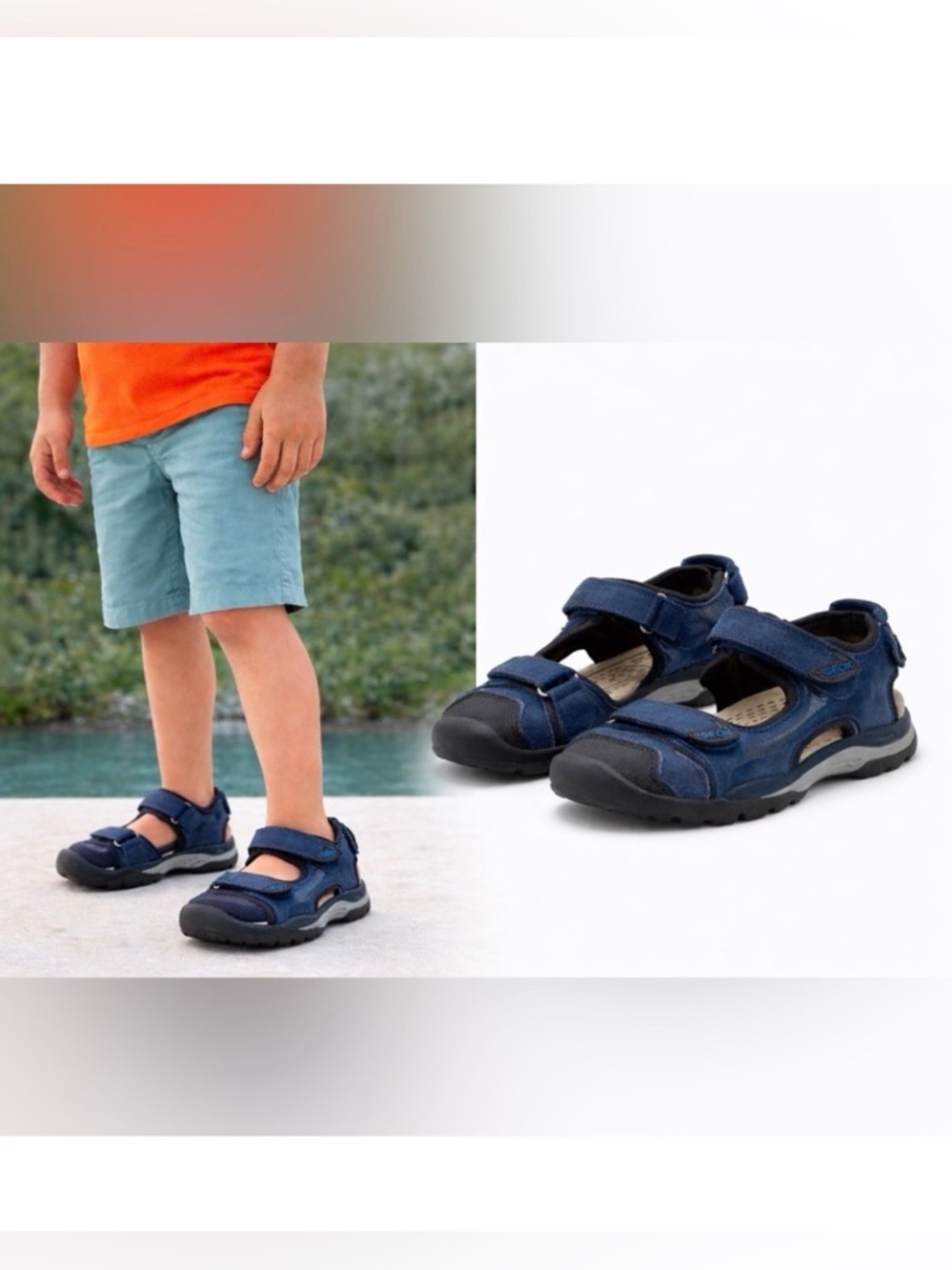Geox Respira Kids Closed Toe Sandals Navy EU 34 US 3 Sport